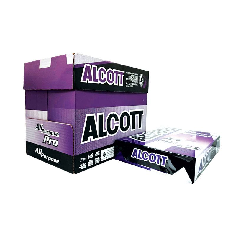 แอลคอท กระดาษถ่ายเอกสาร A4 80 แกรม ม่วง (แพ็ค5รีม/กล่อง) ALCOTT