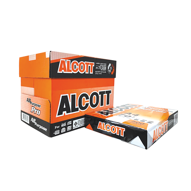 กระดาษถ่ายเอกสาร ขนาด A4 70 แกรม (แพ็ค 5 รีม/กล่อง) ALCOTT