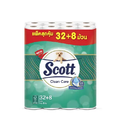 กระดาษชำระ หนา 3 ชั้น รุ่น Clean Care (แพ็ค 32+8 ม้วน) SCOTT